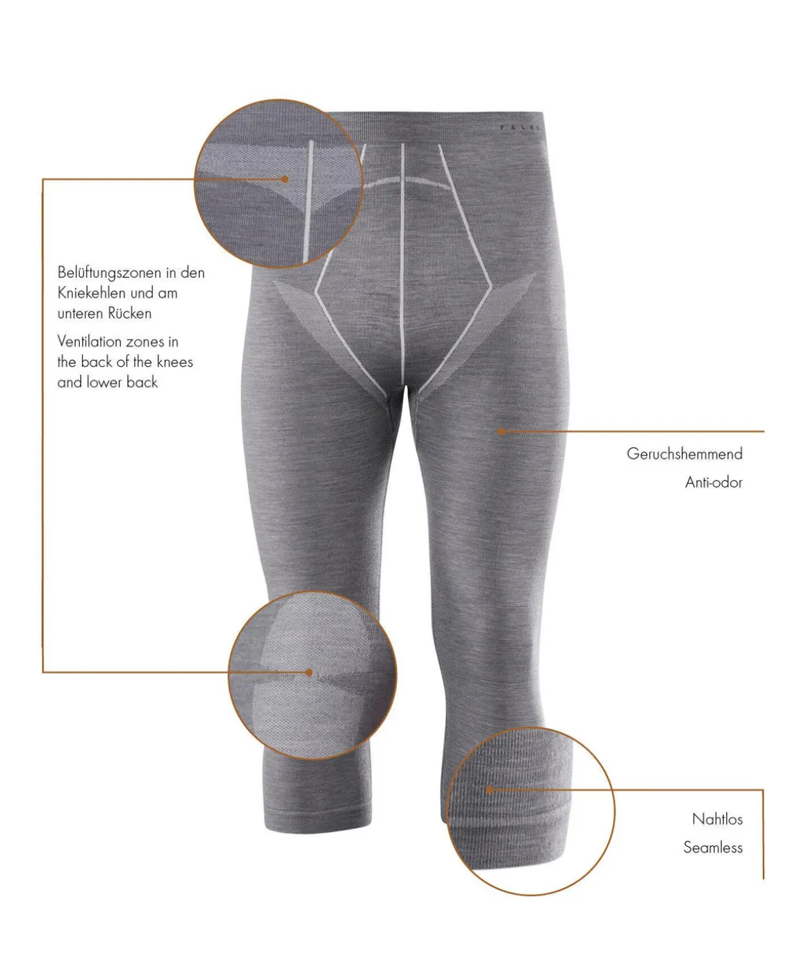 Herren 3/4 Tights Wool-Tech